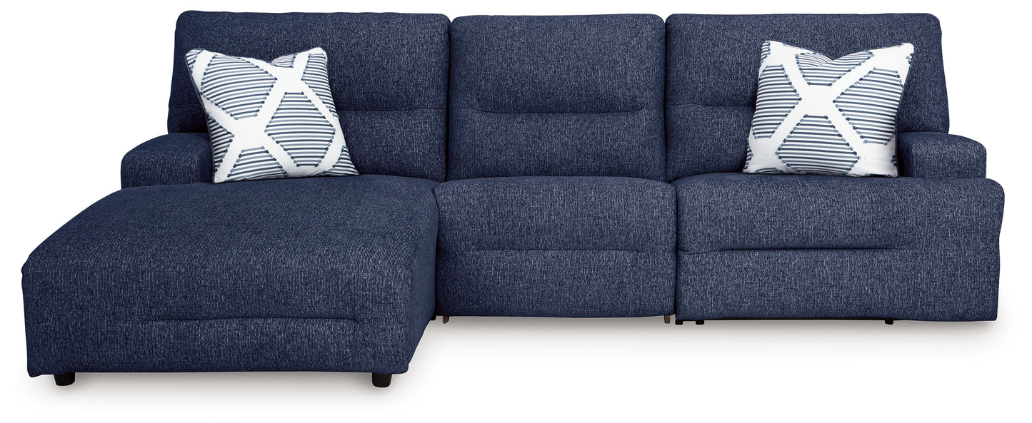 Myers Furniture Outlet - Ashley Furniture - Acklen Place Sectional - 3-Piece Power Reclining Sectional / Navy - 93607S7