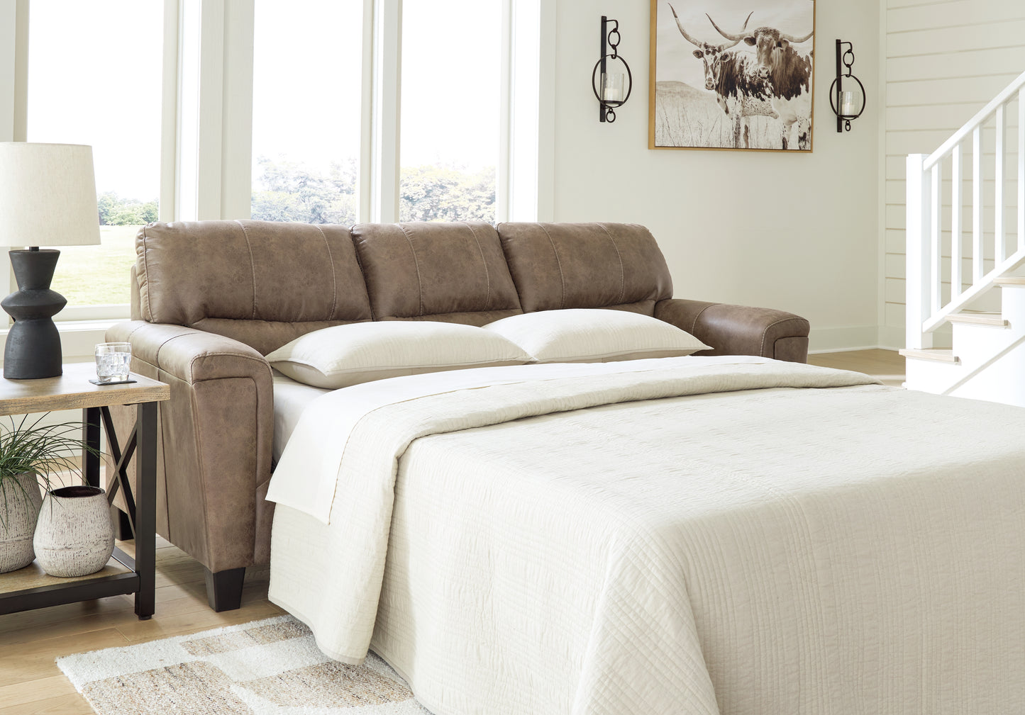 Myers Furniture Outlet - Ashley Furniture - Navi Living Room - Queen Sofa Sleeper / Fossil - 9400439