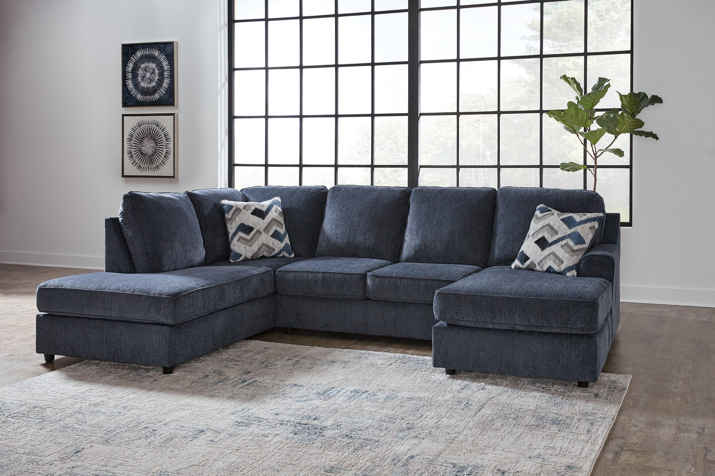 Myers Furniture Outlet - Ashley Furniture - Albar Place Sectional - RAF 2-Piece Sectional / Cobalt - 95302S2
