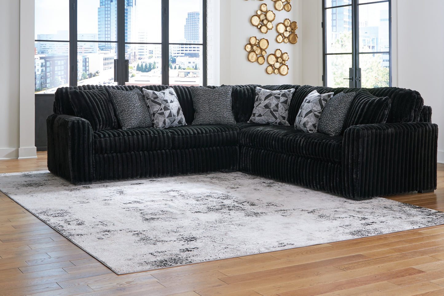 Myers Furniture Outlet - Ashley Furniture - Midnight-Madness Sectional - LAF 3-Piece Sectional / Onyx - 98103S6