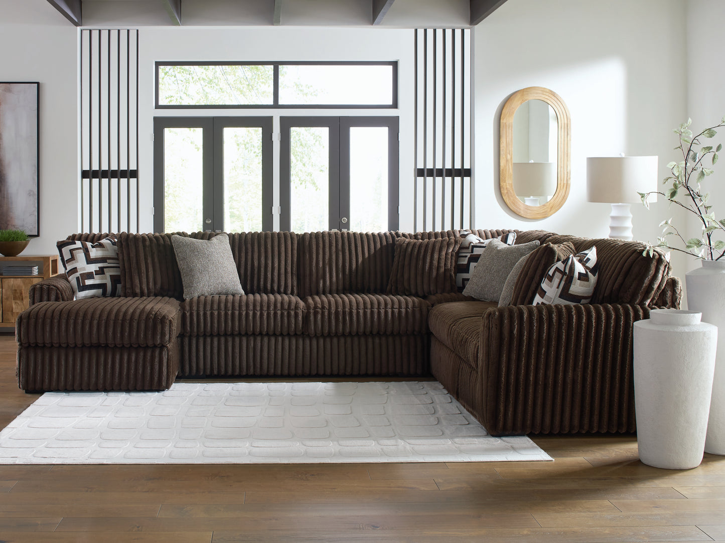 Myers Furniture Outlet - Ashley Furniture - Midnight-Madness Sectional - RAF 4-Piece Sectional with Chaise / Chocolate - 98104S4