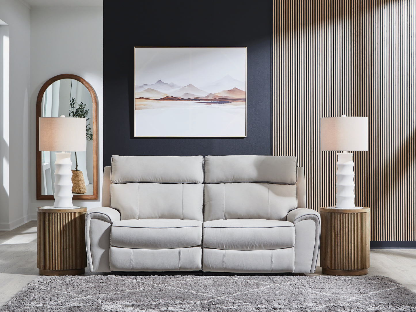 Myers Furniture Outlet - Ashley Furniture - Social Pointe Sectional - 2-Piece Reclining Loveseat / Pearl/Ash - PC98802S21