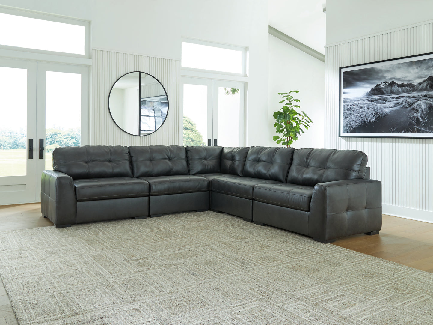 Myers Furniture Outlet - Ashley Furniture - Brindley Pier Sectional - RAF 5-Piece Sectional / Fog - 99503S3