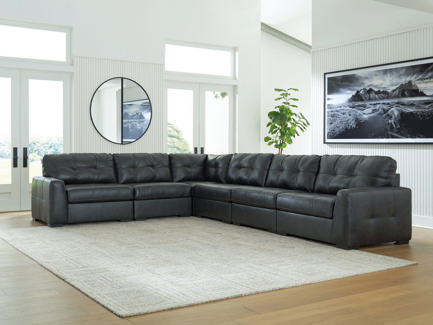 Myers Furniture Outlet - Ashley Furniture - Brindley Pier Sectional - RAF 6-Piece Sectional / Fog - 99503S5