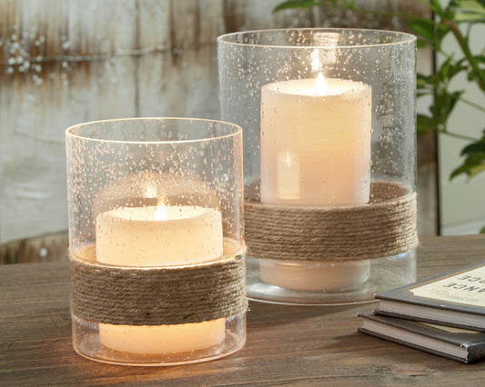 Myers Furniture Outlet - Ashley Furniture - Eudocia Candle Holder - Candle Holder Set (Set of 2) / Clear - A2000456