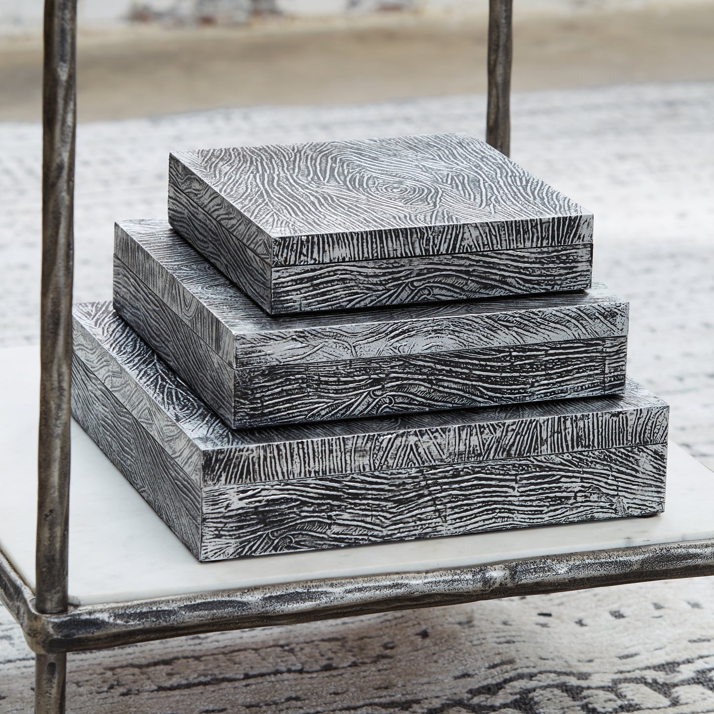 Myers Furniture Outlet - Ashley Furniture - Keldy Box (Set of 3) - Box Set (3/CN) / Antique Pewter Finish - A2000491