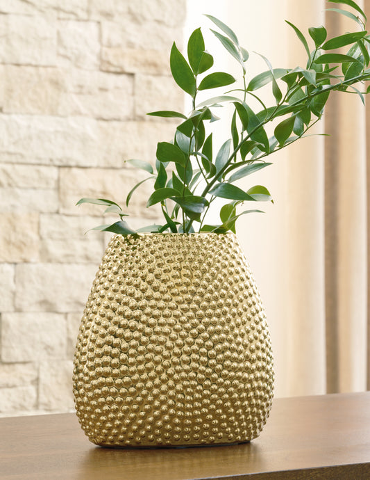 Myers Furniture Outlet - Ashley Furniture - Efim Vase - Vase / Gold Finish - A2000575