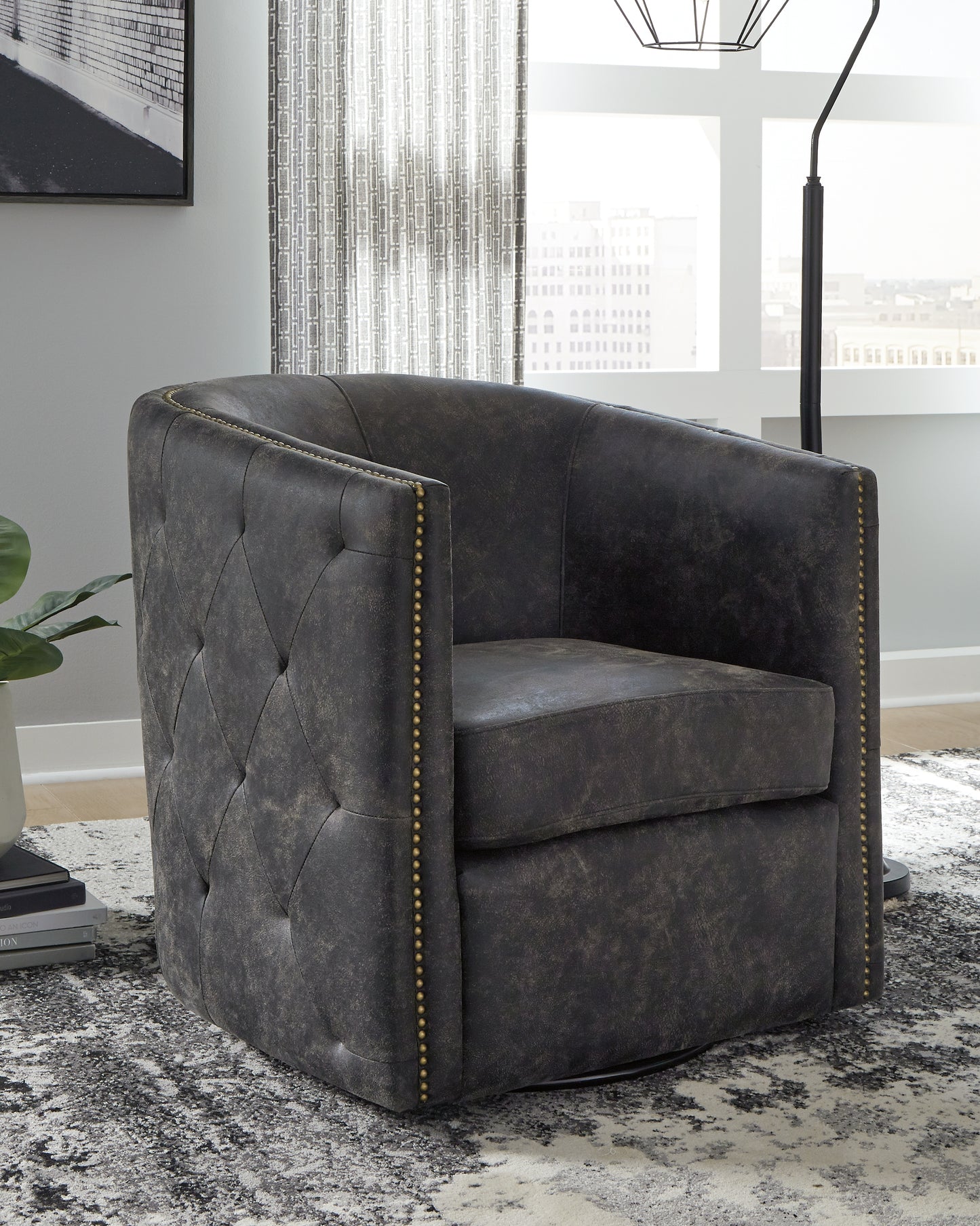 Myers Furniture Outlet - Ashley Furniture - Brentlow Swivel Accent Chair - Swivel Accent Chair / Granite - A3000741