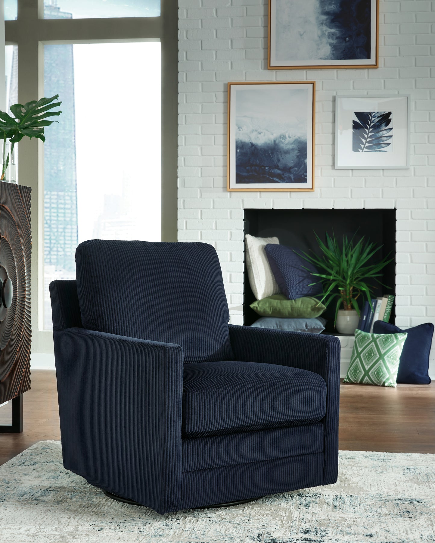 Myers Furniture Outlet - Ashley Furniture - Icaman Swivel Accent Chair - Swivel Accent Chair / Navy - A3000727