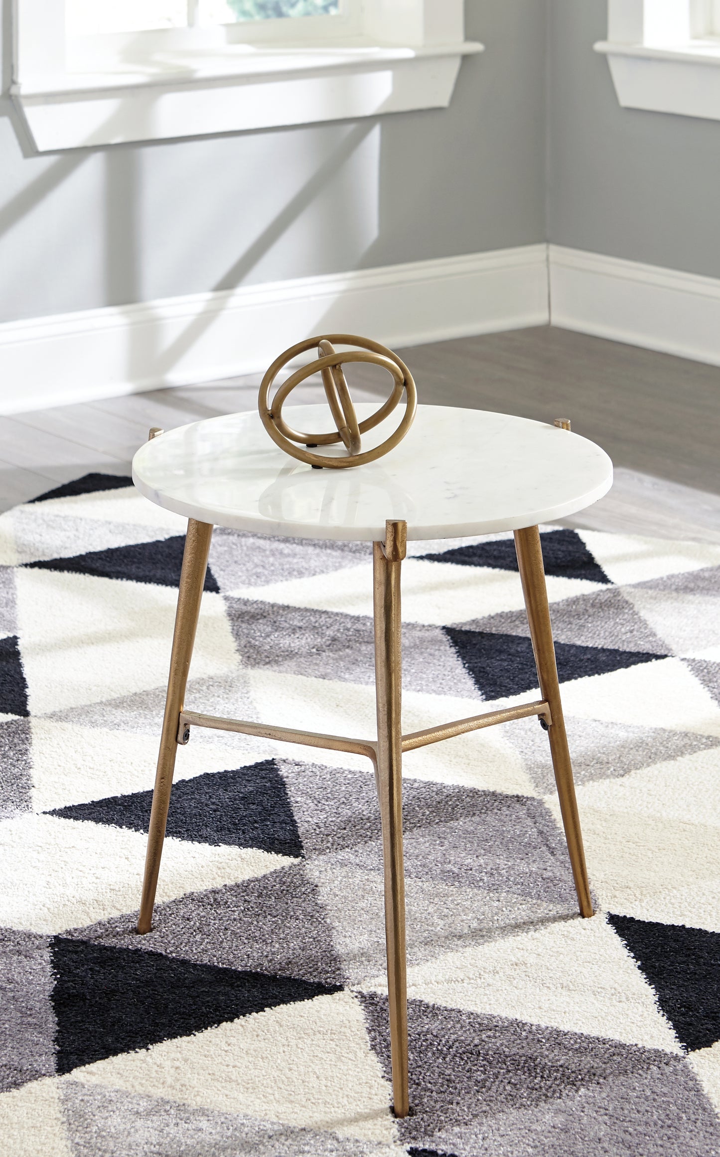 Myers Furniture Outlet - Ashley Furniture - Chadton Accent Table - Accent Table / White/Gold Finish - A4000004