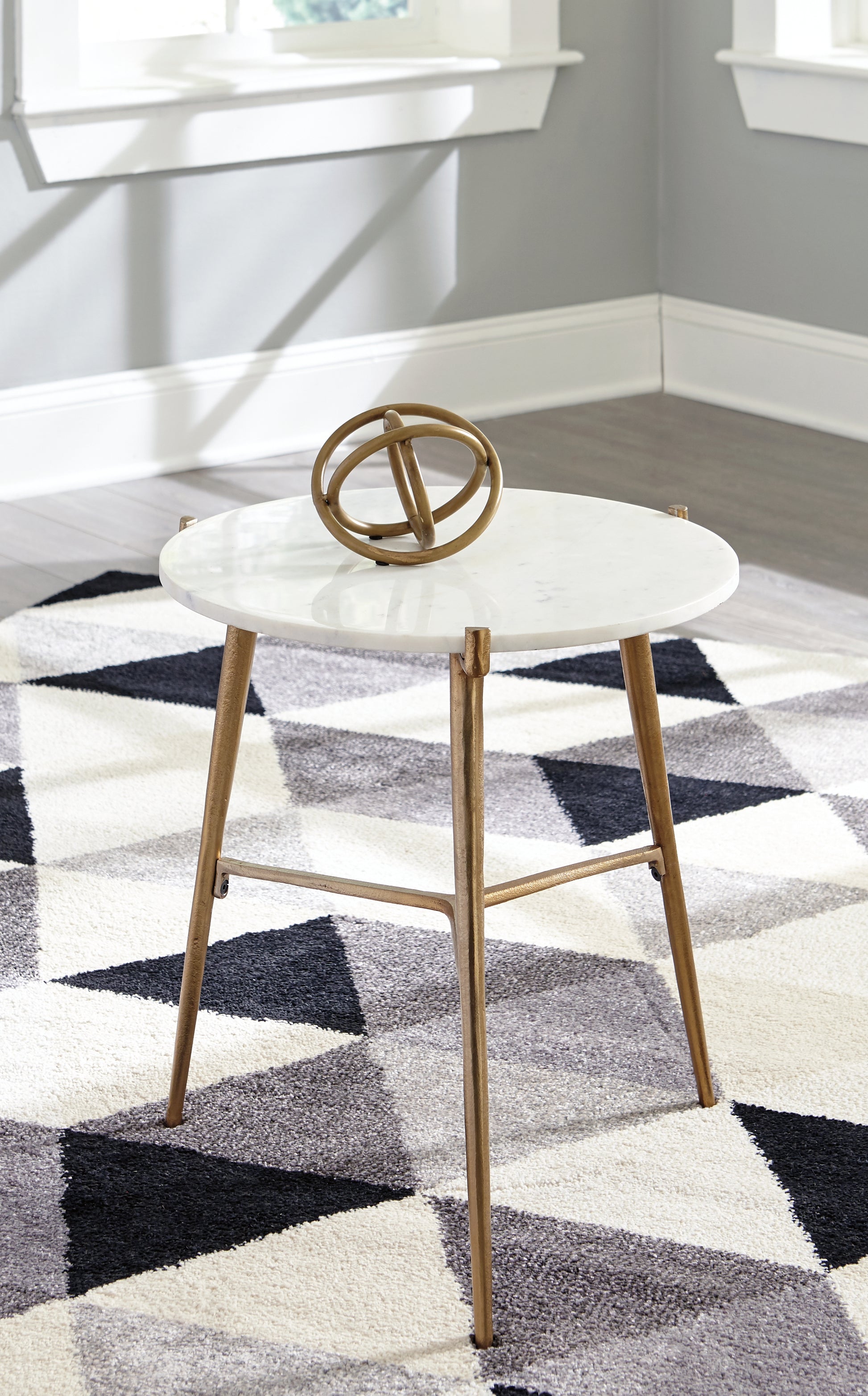 Myers Furniture Outlet - Ashley Furniture - Chadton Accent Table - Accent Table / White/Gold Finish - A4000004