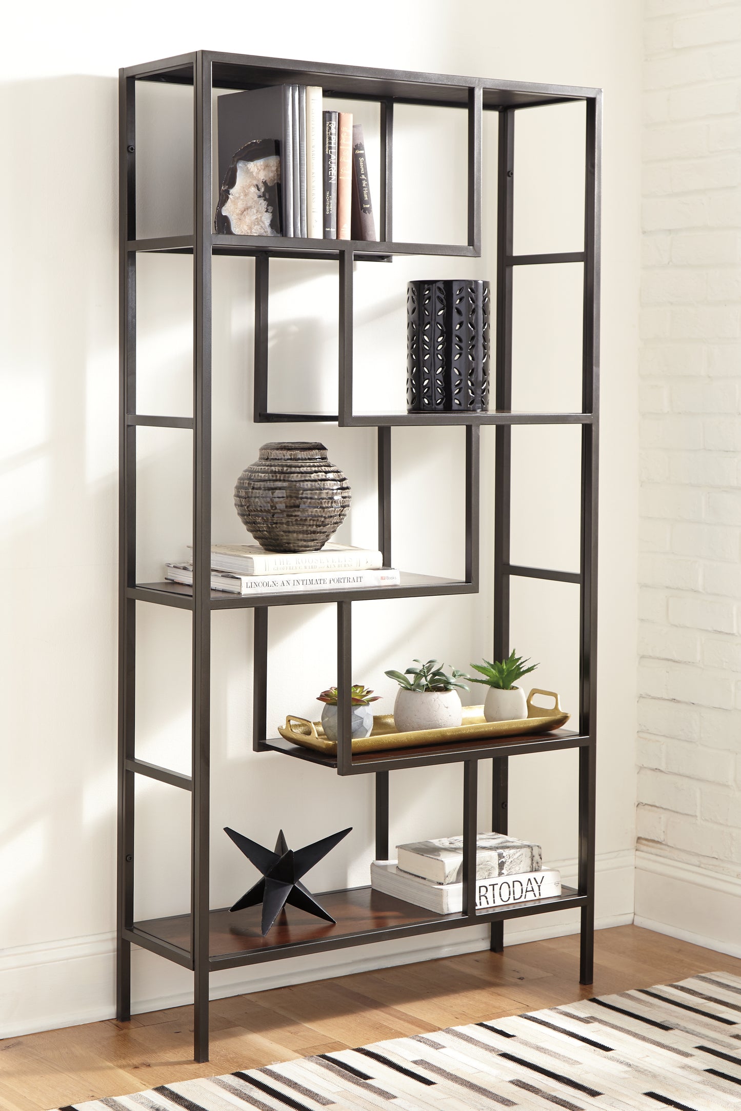 Myers Furniture Outlet - Ashley Furniture - Frankwell Bookcase - Bookcase / Brown/Black - A4000021