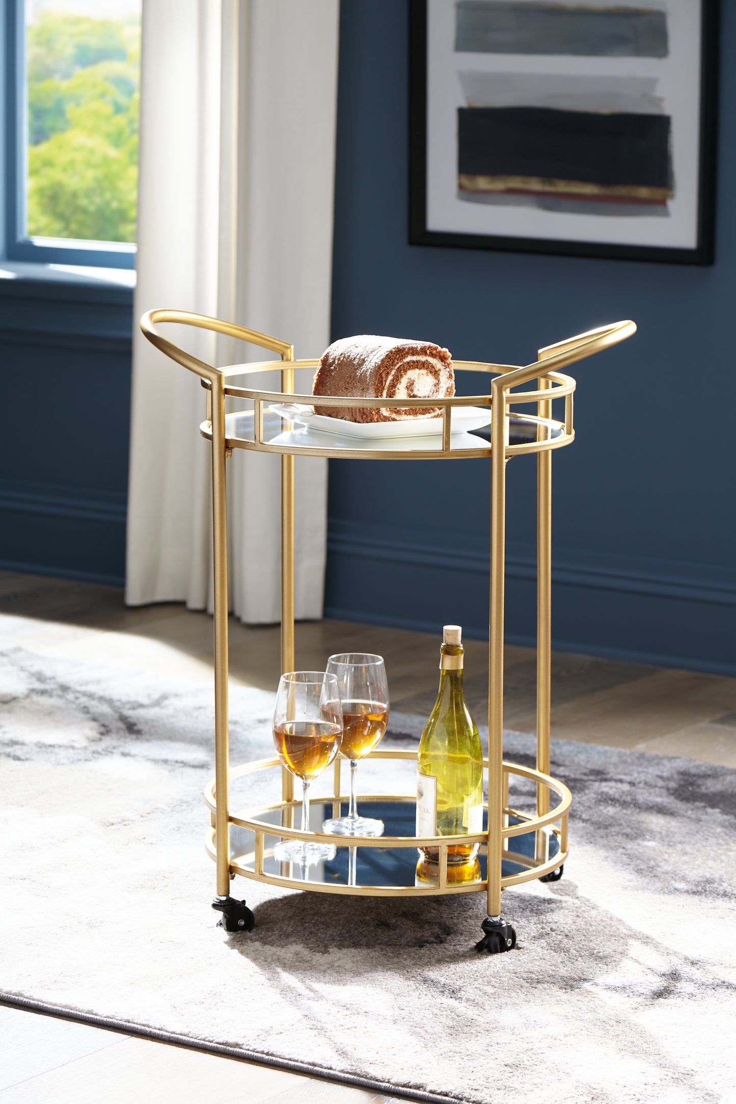 Myers Furniture Outlet - Ashley Furniture - Wynora Bar Cart - Bar Cart / Gold - A4000099