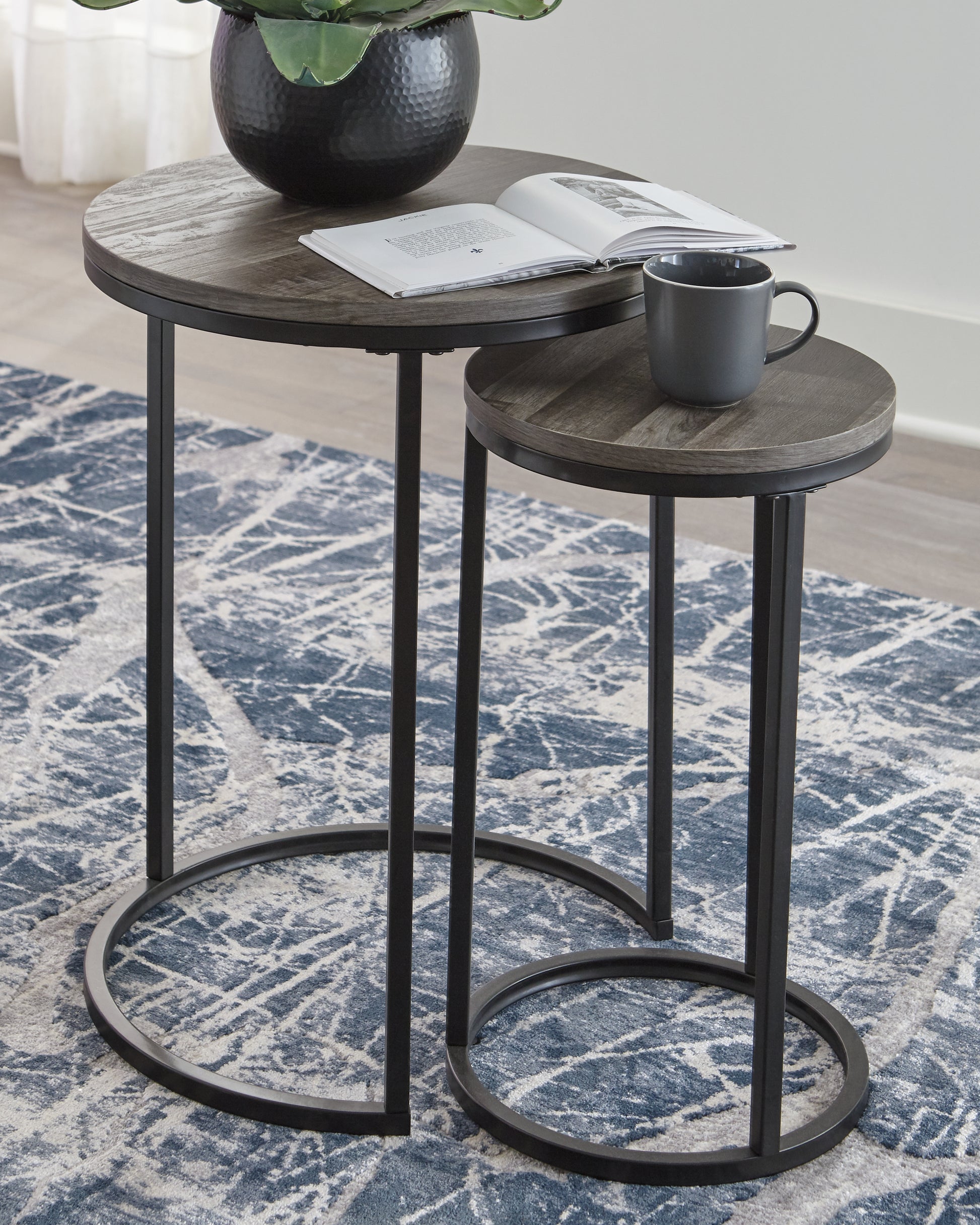 Myers Furniture Outlet - Ashley Furniture - Briarsboro Accent Table (Set of 2) - Accent Table Set (Set of 2) / Black/Gray - A4000231