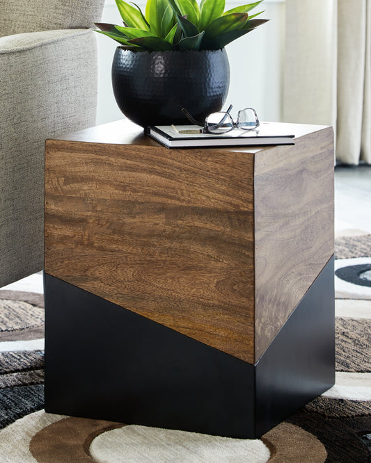 Myers Furniture Outlet - Ashley Furniture - Trailbend Accent Table - Accent Table / Brown/Gunmetal - A4000311