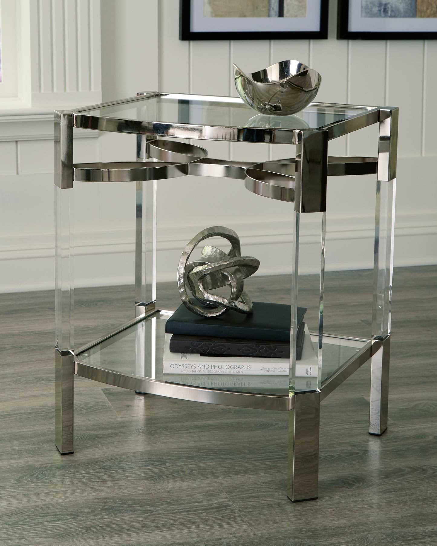 Myers Furniture Outlet - Ashley Furniture - Chaseton Accent Table - Accent Table / Clear/Silver Finish - A4000334