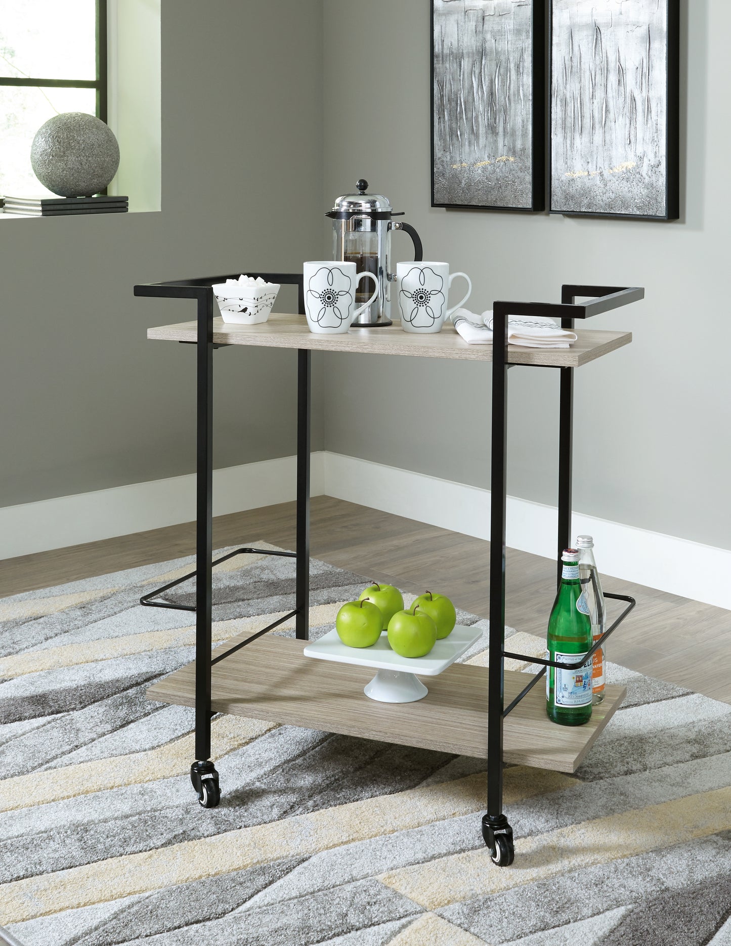 Myers Furniture Outlet - Ashley Furniture - Waylowe Bar Cart - Bar Cart / Brown/Black - A4000389