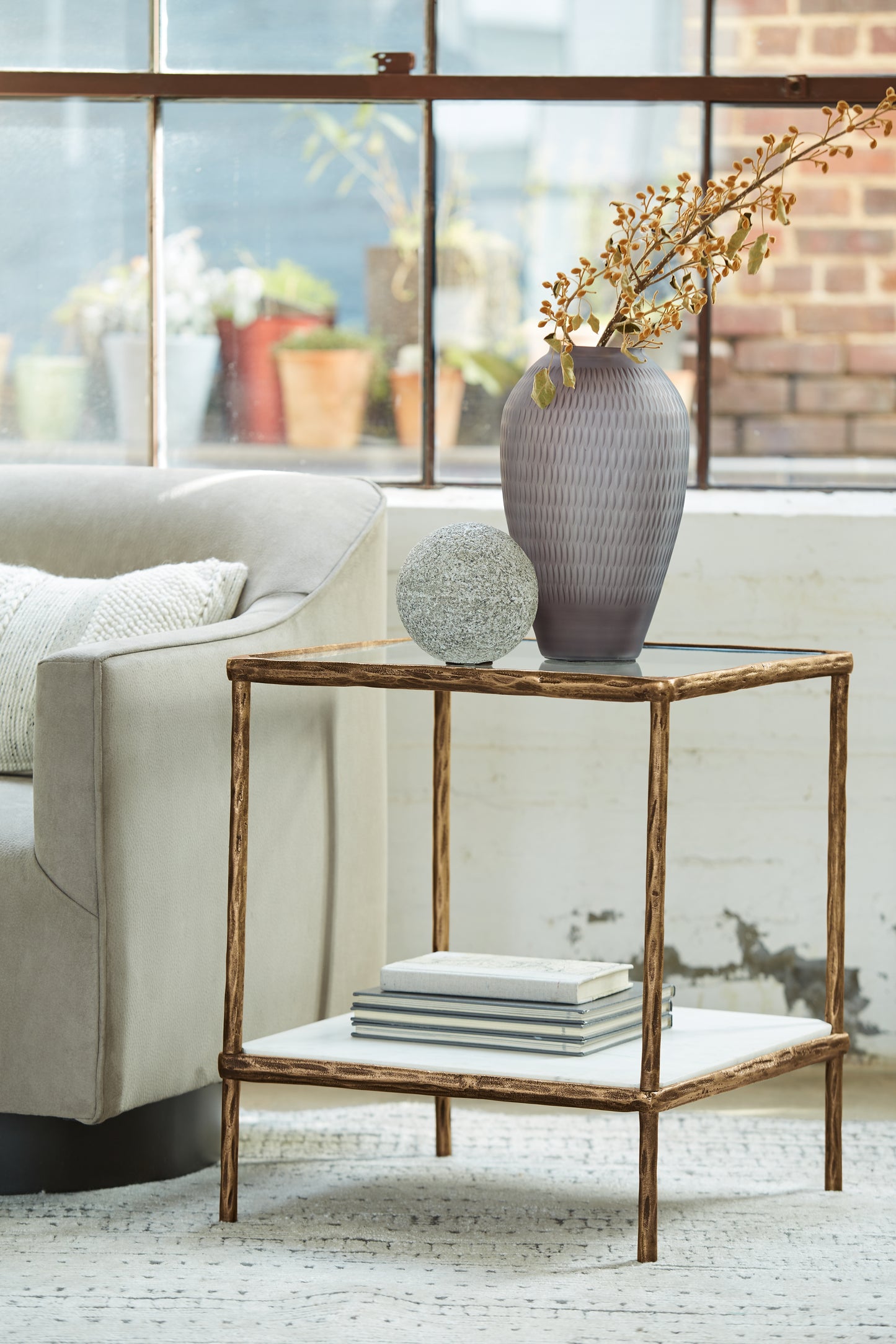 Myers Furniture Outlet - Ashley Furniture - Ryandale Accent Table - Accent Table / Antique Brass Finish - A4000442