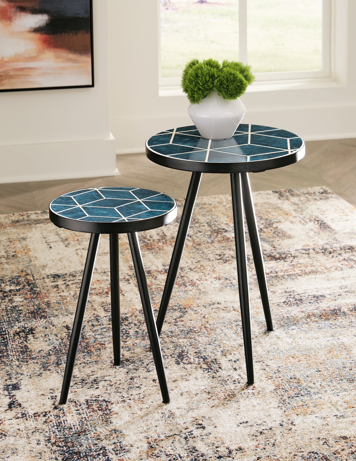 Myers Furniture Outlet - Ashley Furniture - Clairbelle Accent Table (Set of 2) - Accent Table (Set of 2) / Teal - A4000523