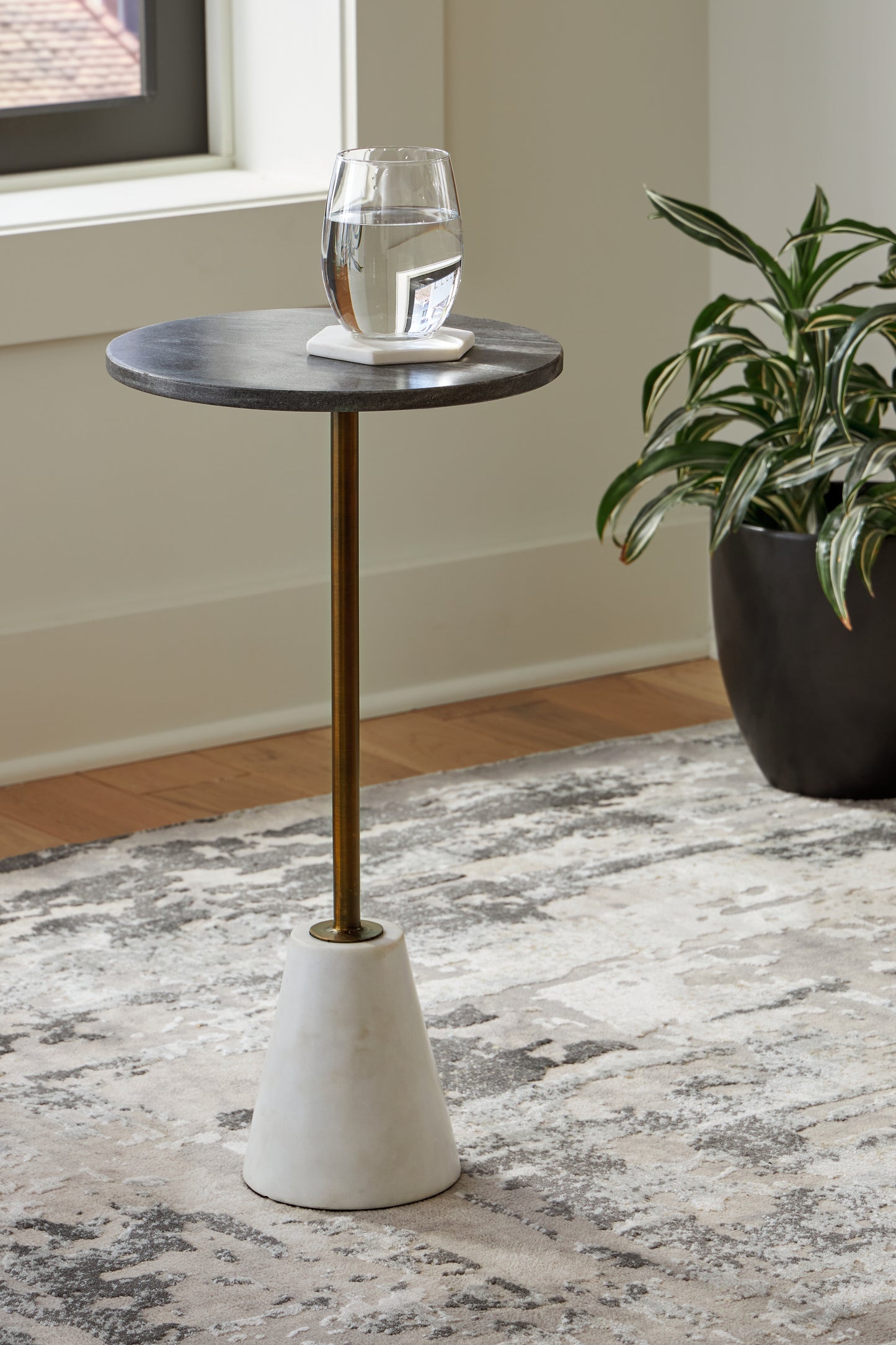 Myers Furniture Outlet - Ashley Furniture - Caramont Accent Table - Accent Table / Black/White/Gold Finish - A4000540