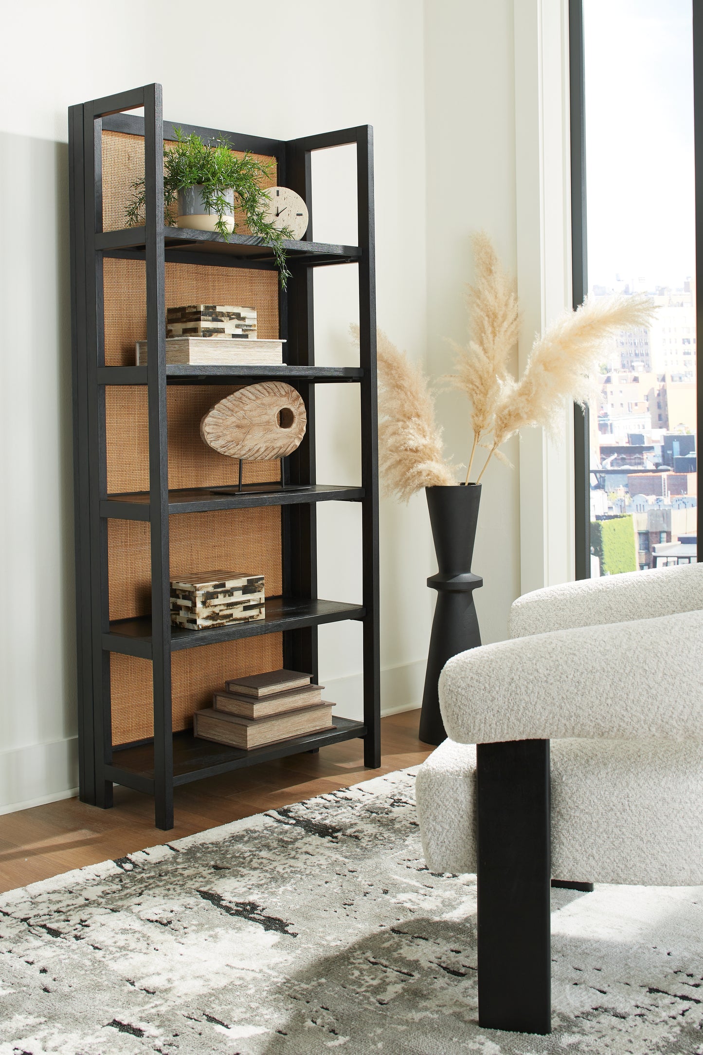Myers Furniture Outlet - Ashley Furniture - Abyard Bookcase - Bookcase / Black/Natural - A4000574