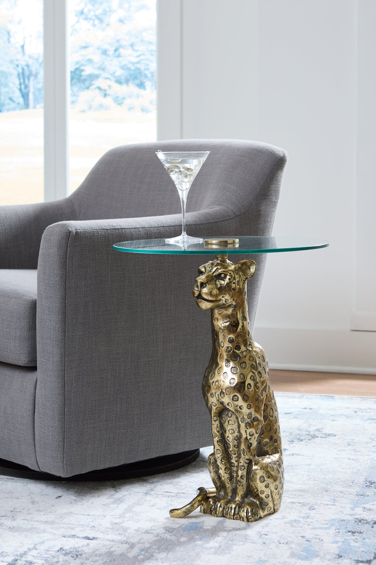 Myers Furniture Outlet - Ashley Furniture - Vallain Accent Table - Accent Table / Antique Gold Finish - A4000605