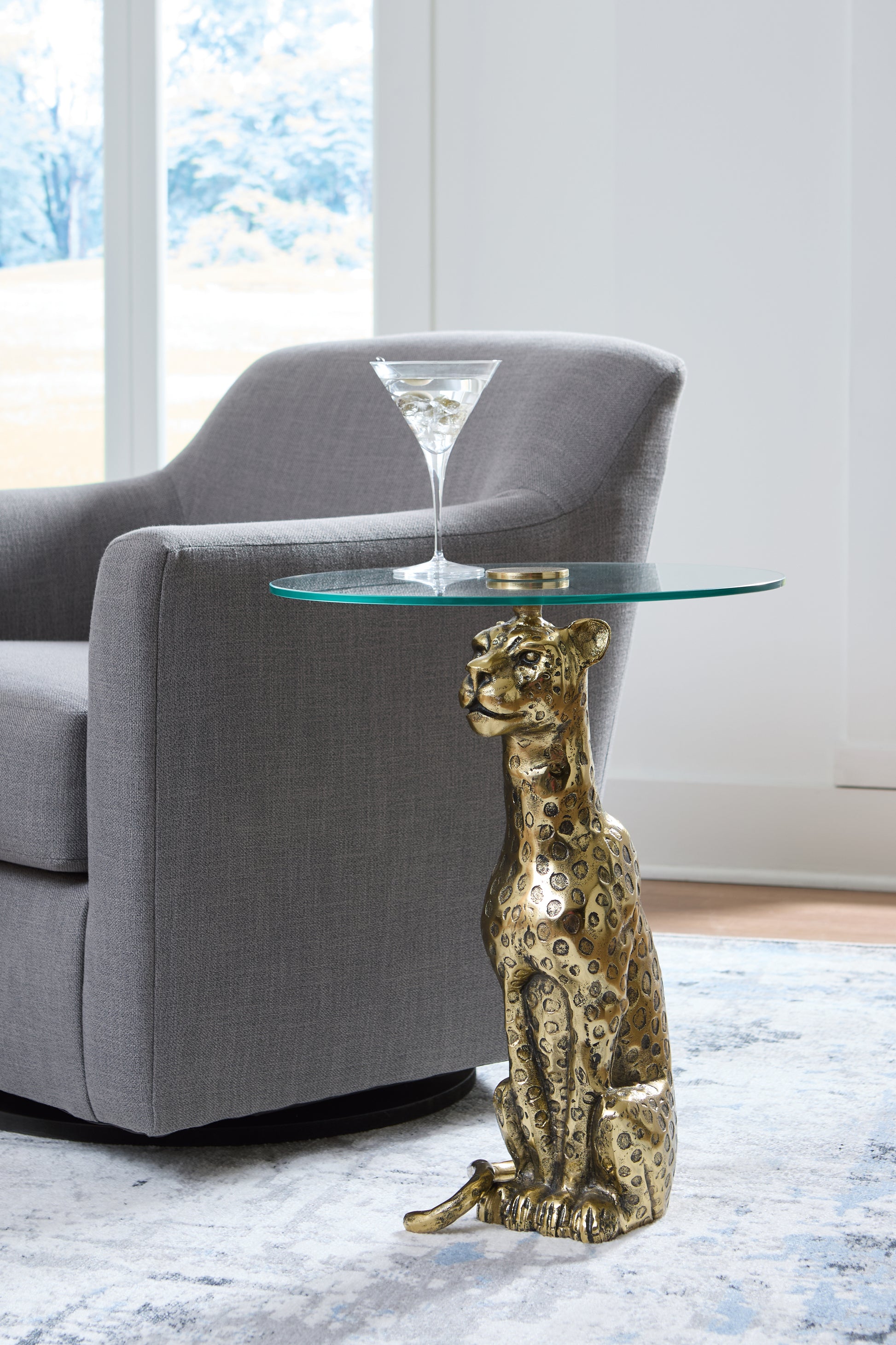 Myers Furniture Outlet - Ashley Furniture - Vallain Accent Table - Accent Table / Antique Gold Finish - A4000605
