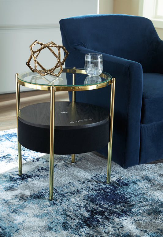 Myers Furniture Outlet - Ashley Furniture - Nedman Accent Table with Speaker - Accent Table with Speaker / Black/Gold Finish - A4000669