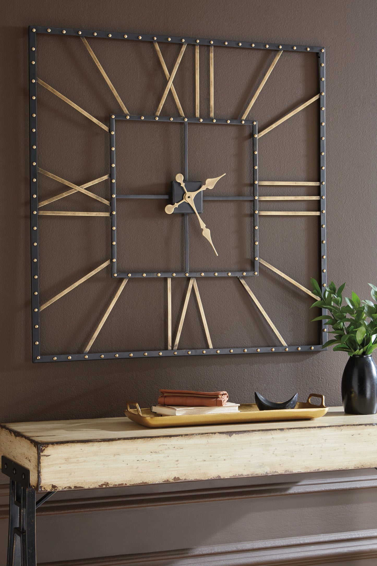 Myers Furniture Outlet - Ashley Furniture - Thames Wall Decor - Wall Clock / Black/Gold Finish - A8010112