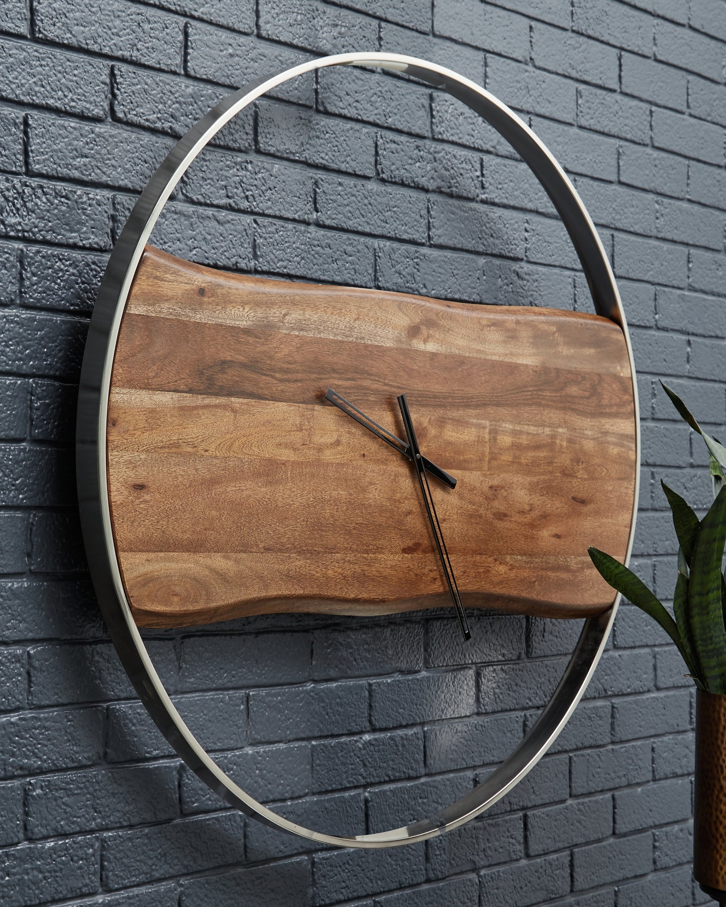 Myers Furniture Outlet - Ashley Furniture - Panchali Wall Decor - Wall Clock / Brown/Silver Finish - A8010198
