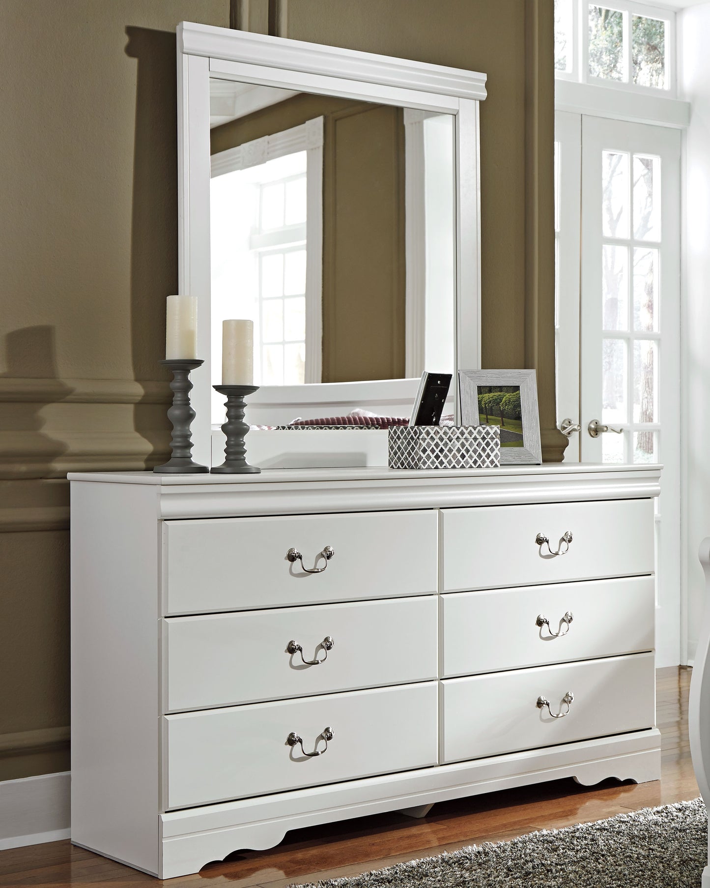 Myers Furniture Outlet - Ashley Furniture - Anarasia Bedroom - Dresser and Mirror / White - B129B3