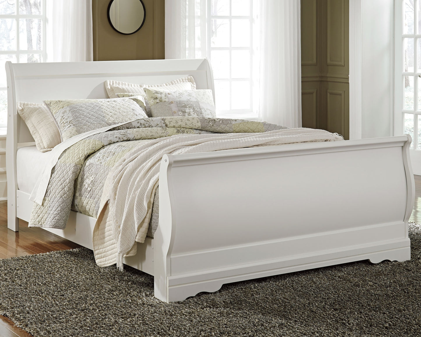 Myers Furniture Outlet - Ashley Furniture - Anarasia Bedroom - Queen Sleigh Bed / White - B129B4