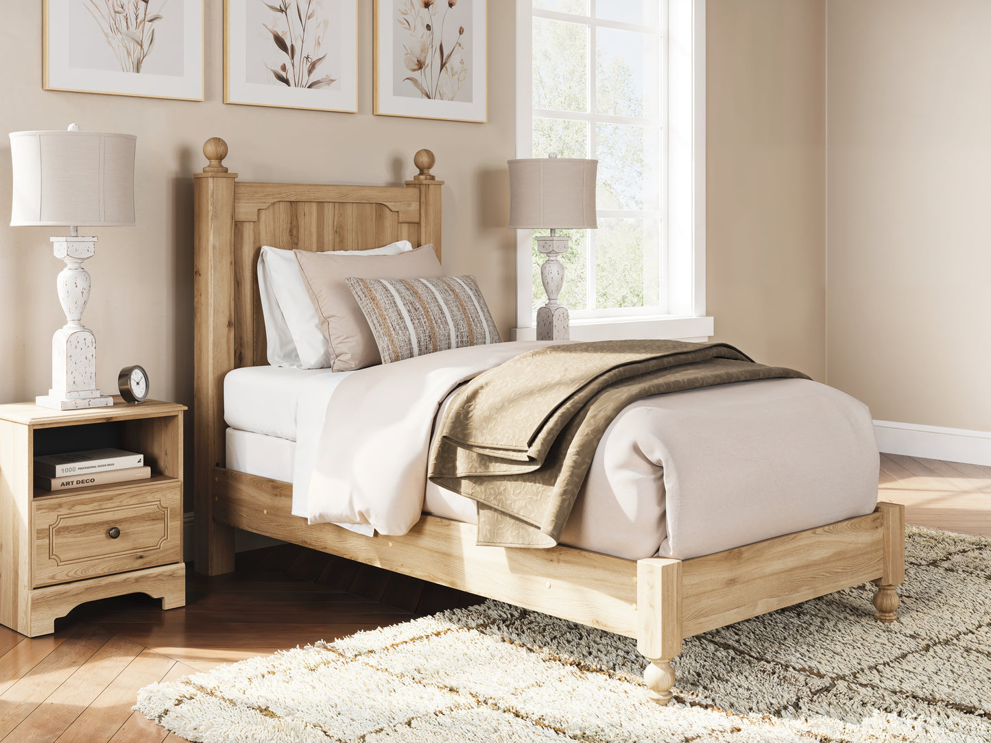 Myers Furniture Outlet - Ashley Furniture - Aleaport Bedroom - Twin Panel Bed / Warm Brown - PCB1075B2