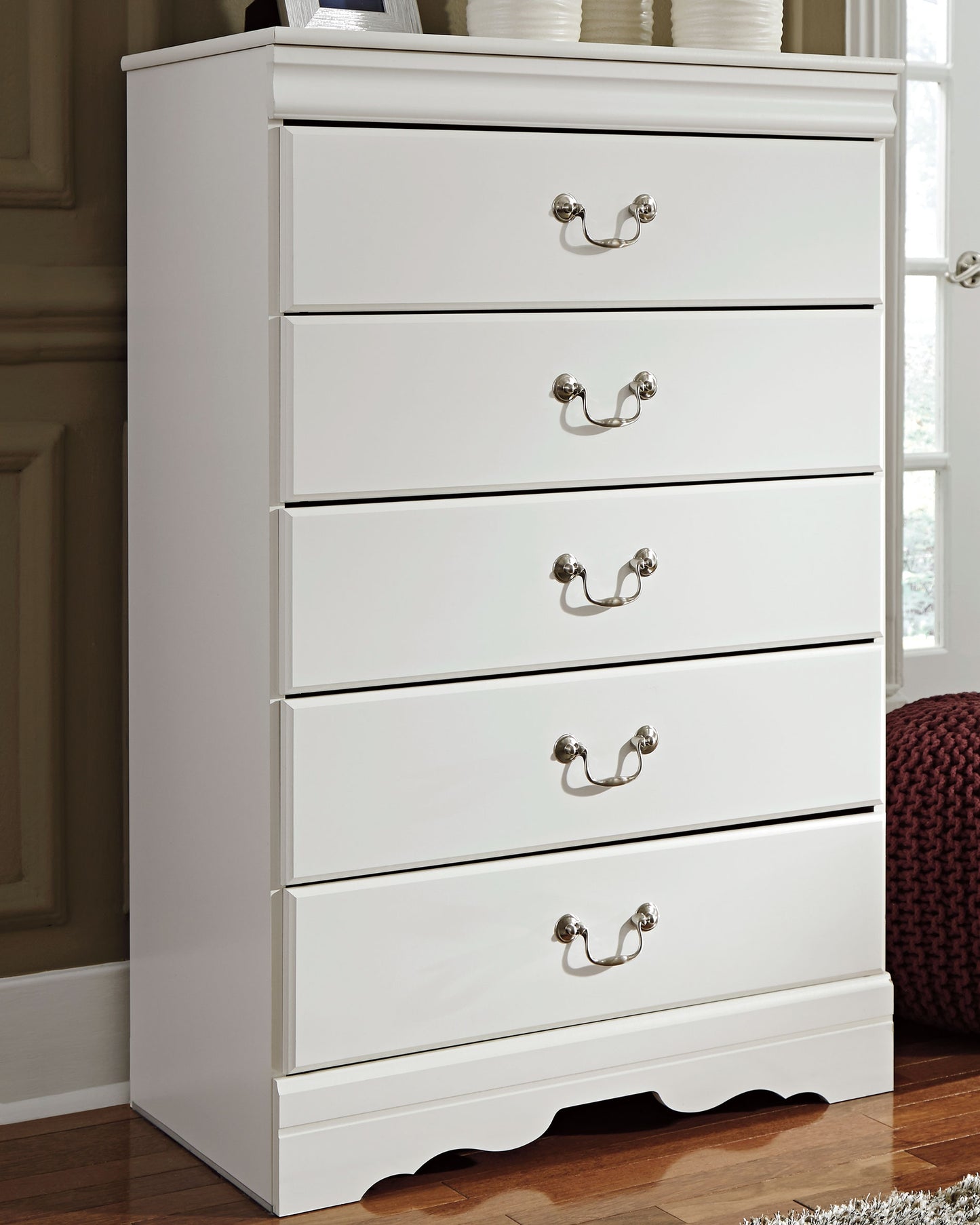 Myers Furniture Outlet - Ashley Furniture - Anarasia Bedroom - Five Drawer Chest / White - B129-46