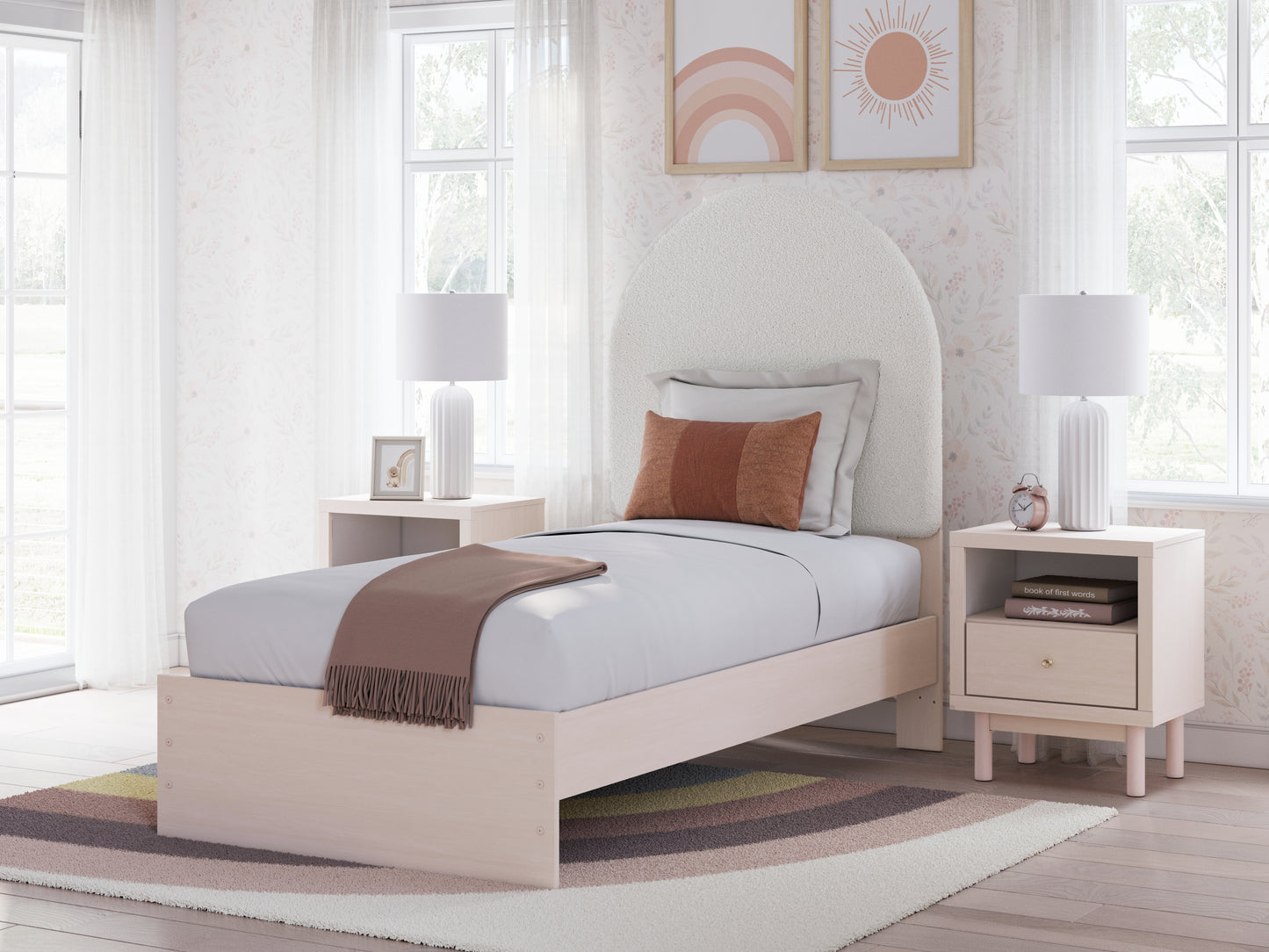 Myers Furniture Outlet - Ashley Furniture - Wistenpine Bedroom - Twin Upholstered Panel Bed / Blush - B1323B8