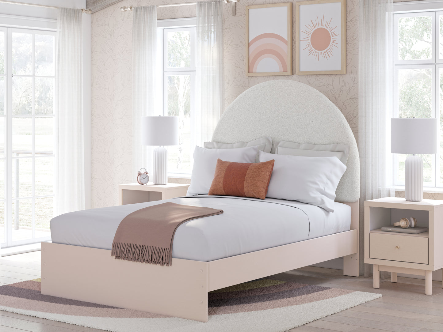 Myers Furniture Outlet - Ashley Furniture - Wistenpine Bedroom - Full Upholstered Panel Bed / Blush - B1323B9