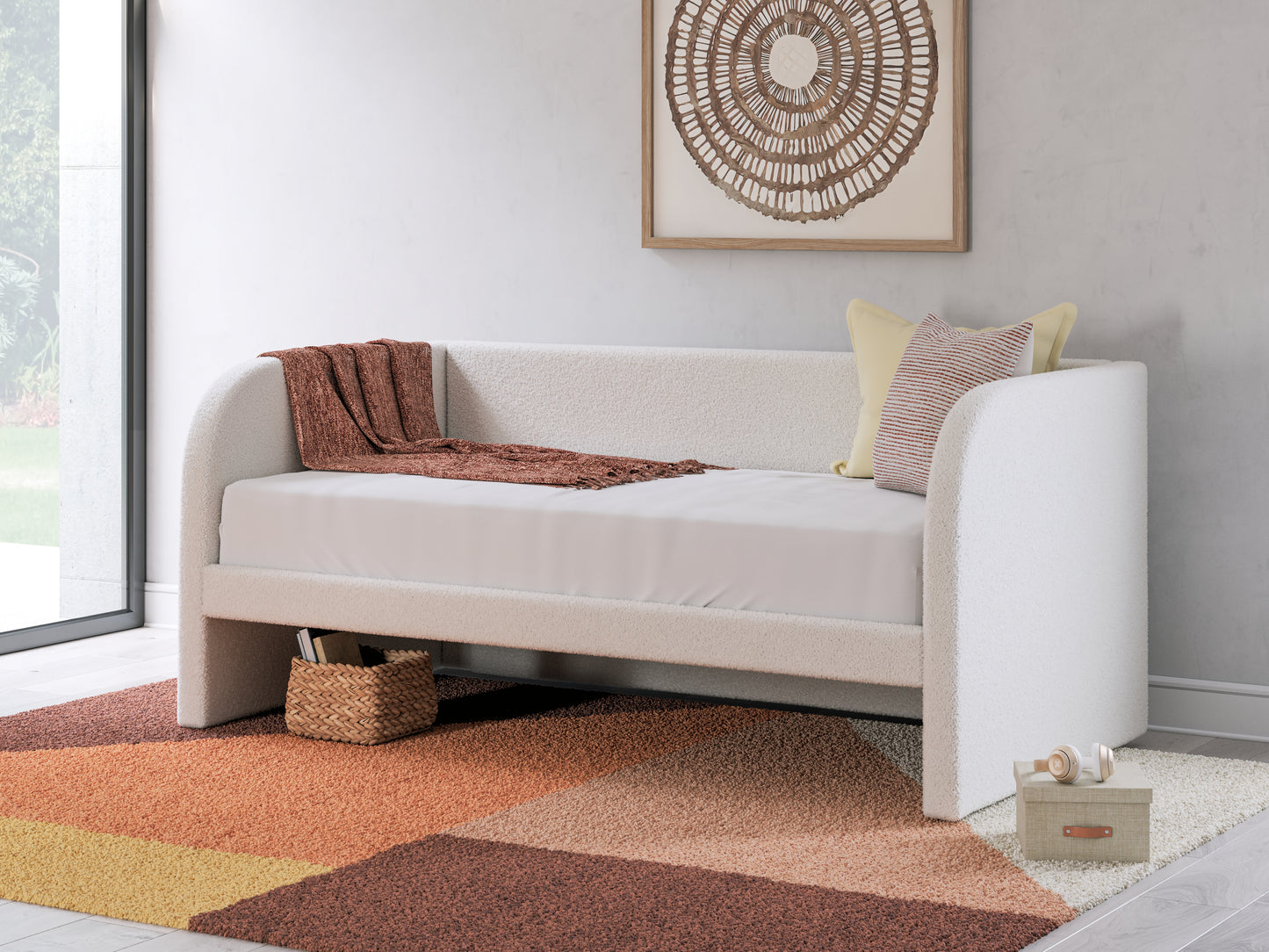 Myers Furniture Outlet - Ashley Furniture - Arloster Bedroom - Twin Upholstered Day Bed / Tan/White - PCB1566B8