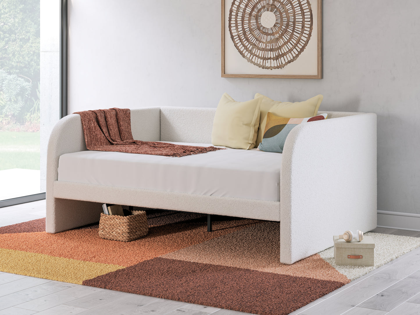 Myers Furniture Outlet - Ashley Furniture - Arloster Bedroom - Full Upholstered Day Bed / Tan/White - PCB1566B10