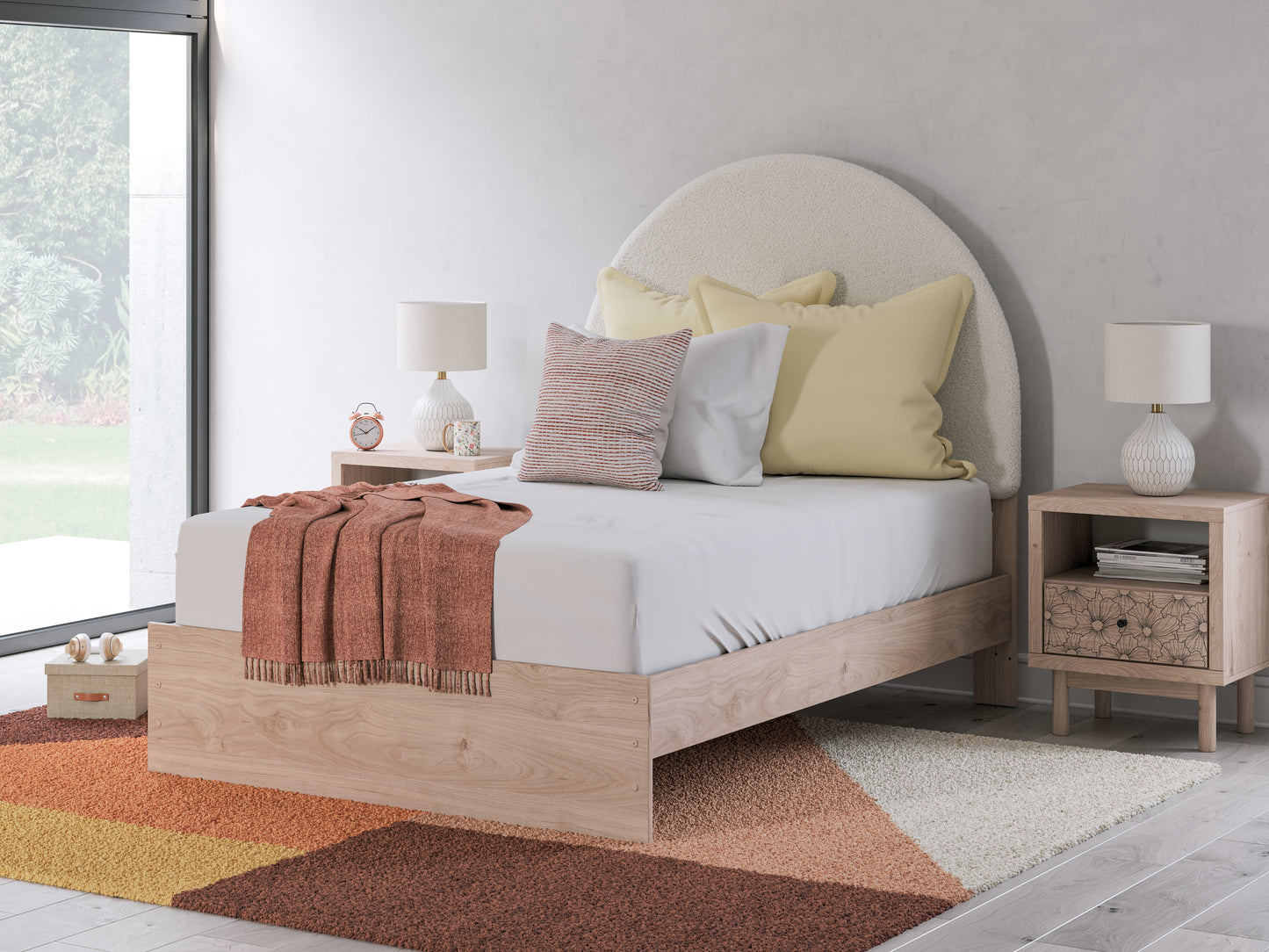 Myers Furniture Outlet - Ashley Furniture - Arloster Bedroom - Full Upholstered Panel Bed / Tan/White - PCB1566B3
