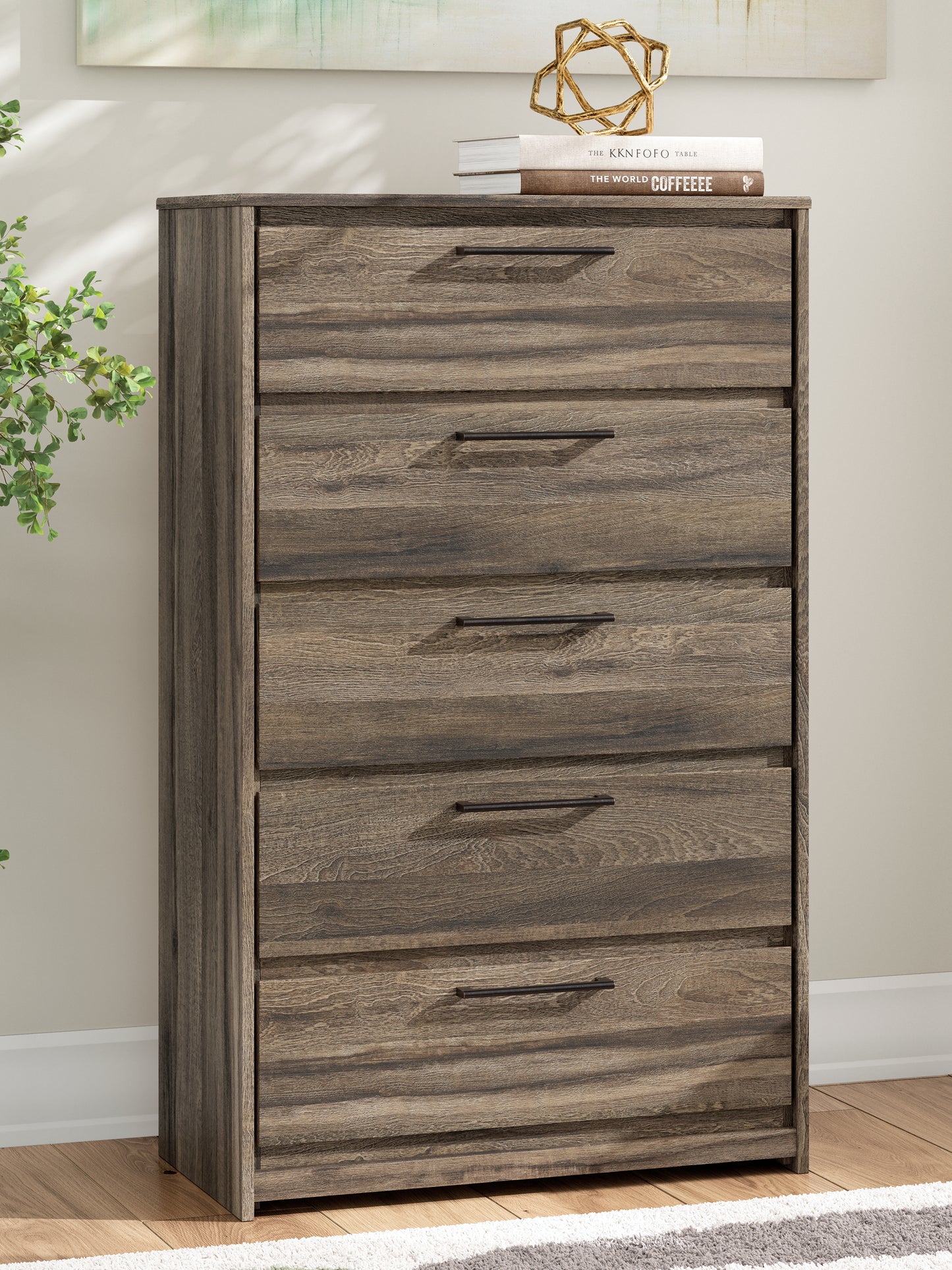 Myers Furniture Outlet - Ashley Furniture - Elbrim Bedroom - Five Drawer Chest / Brown - PCB2005-46