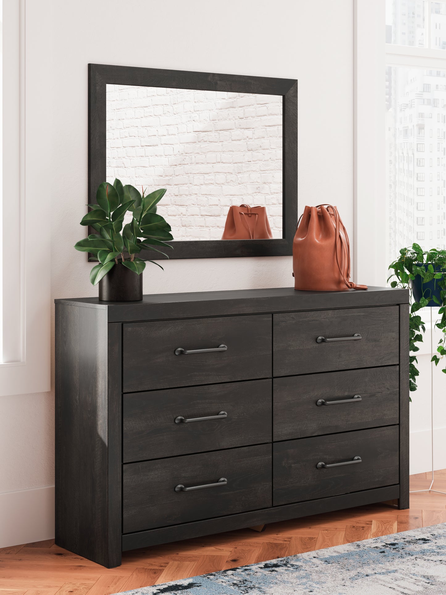 Myers Furniture Outlet - Ashley Furniture - Hollivern Bedroom - Dresser and Mirror / Dark Gray - PCB2108B1
