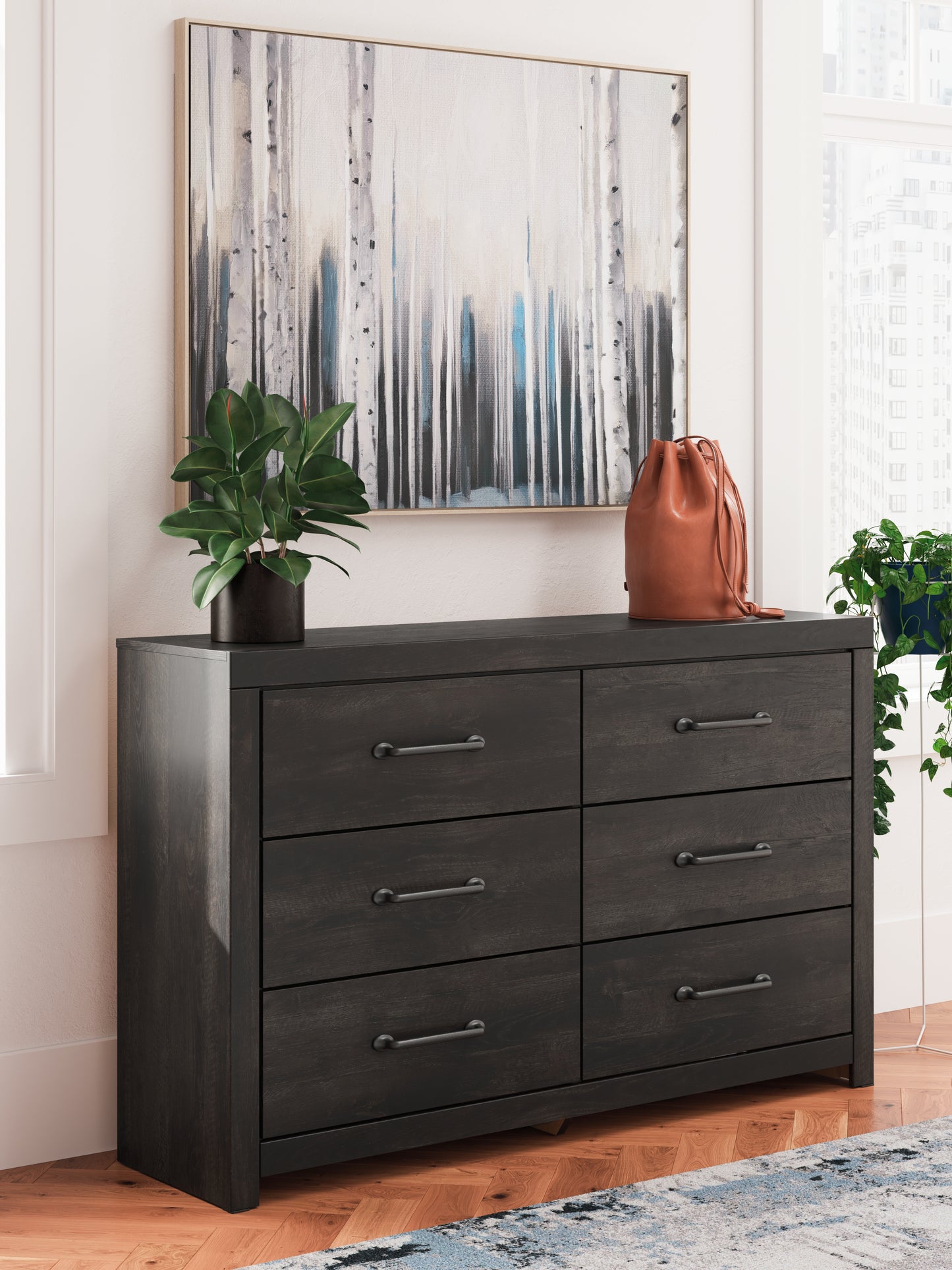 Myers Furniture Outlet - Ashley Furniture - Hollivern Bedroom - Six Drawer Dresser / Dark Gray - PCB2108-31