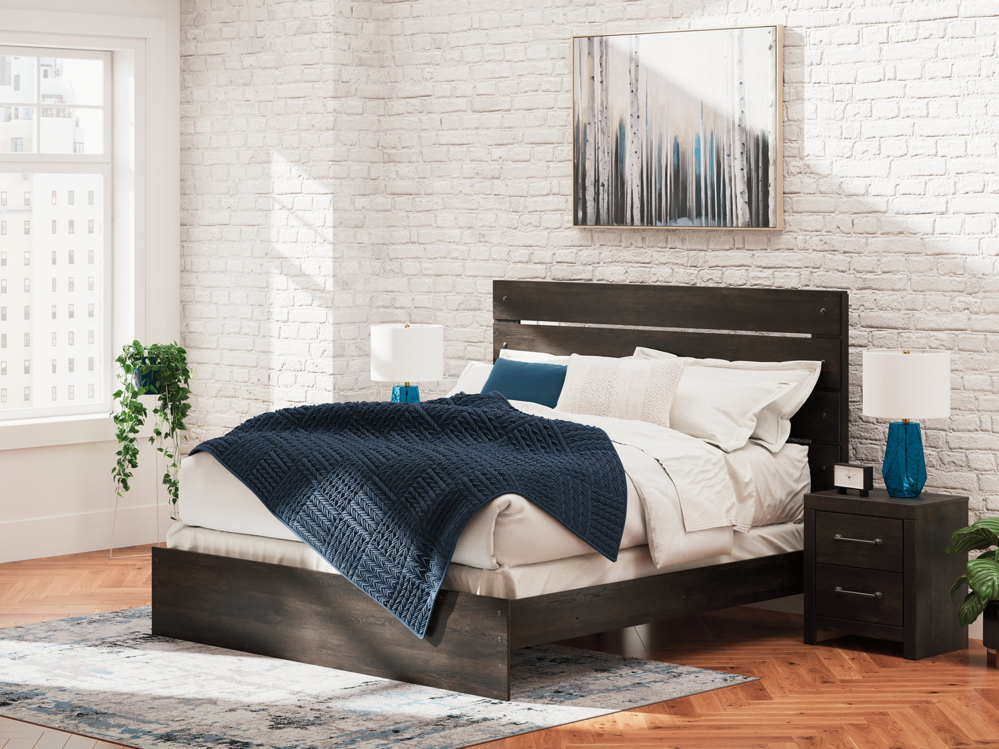 Myers Furniture Outlet - Ashley Furniture - Hollivern Bedroom - King Panel Bed / Dark Gray - PCB2108B8