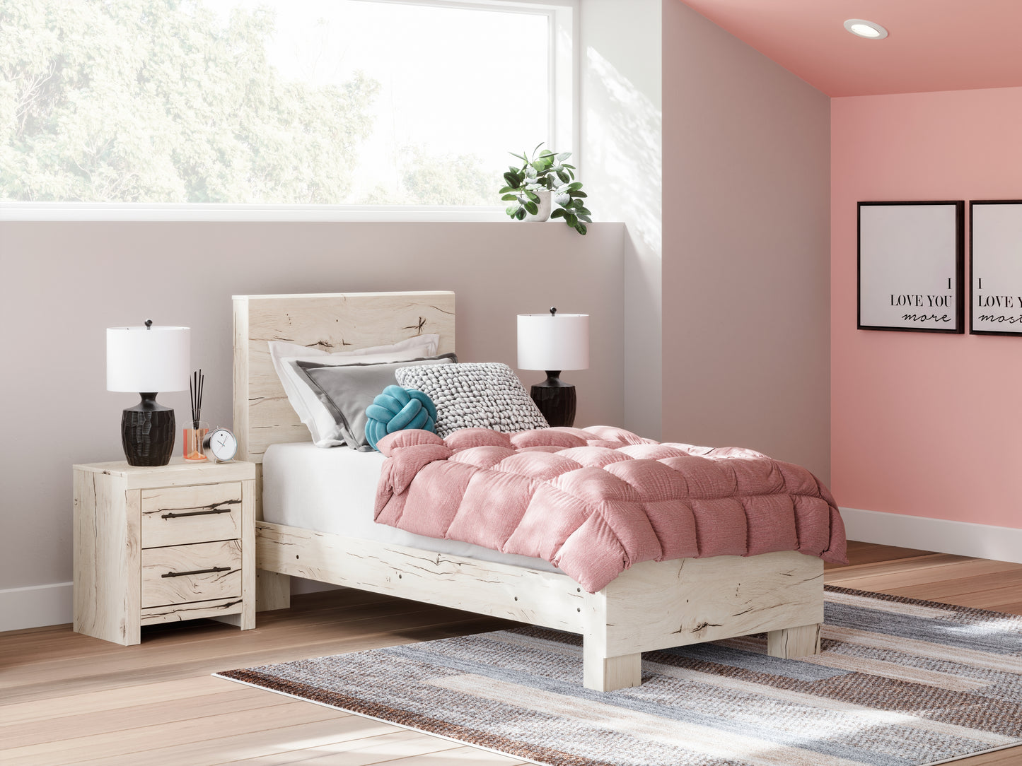 Myers Furniture Outlet - Ashley Furniture - Lawroy Bedroom - Twin Panel Bed / Light Natural - B2310B15