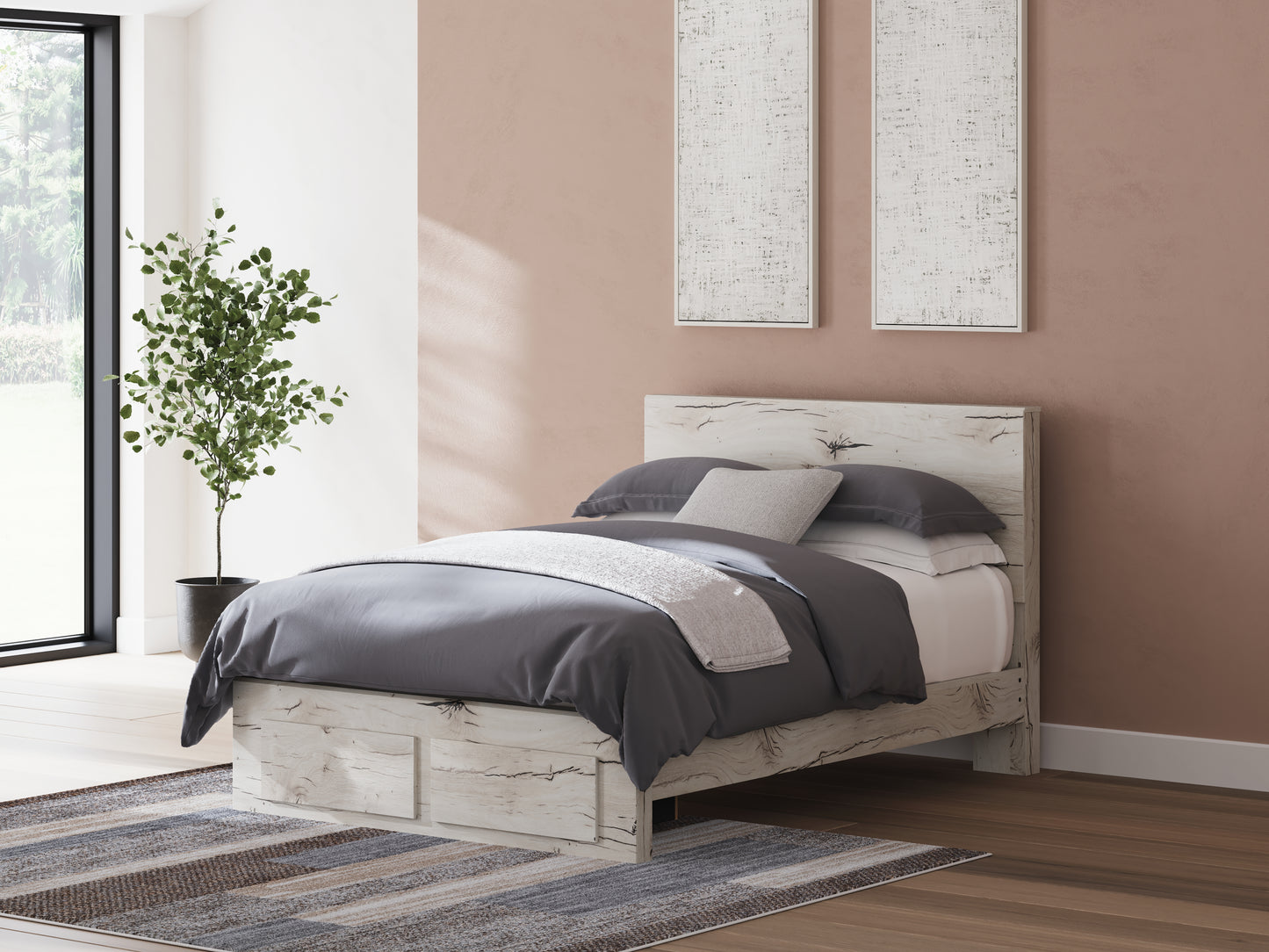 Myers Furniture Outlet - Ashley Furniture - Lawroy Bedroom - Queen Panel Storage Bed / Light Natural - B2310B4