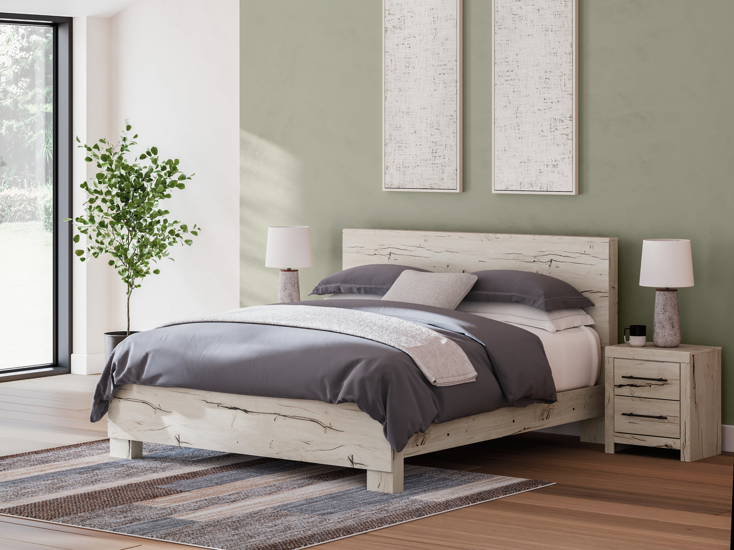 Myers Furniture Outlet - Ashley Furniture - Lawroy Bedroom - Full Panel Bed with Storage / Light Natural - B2310B43