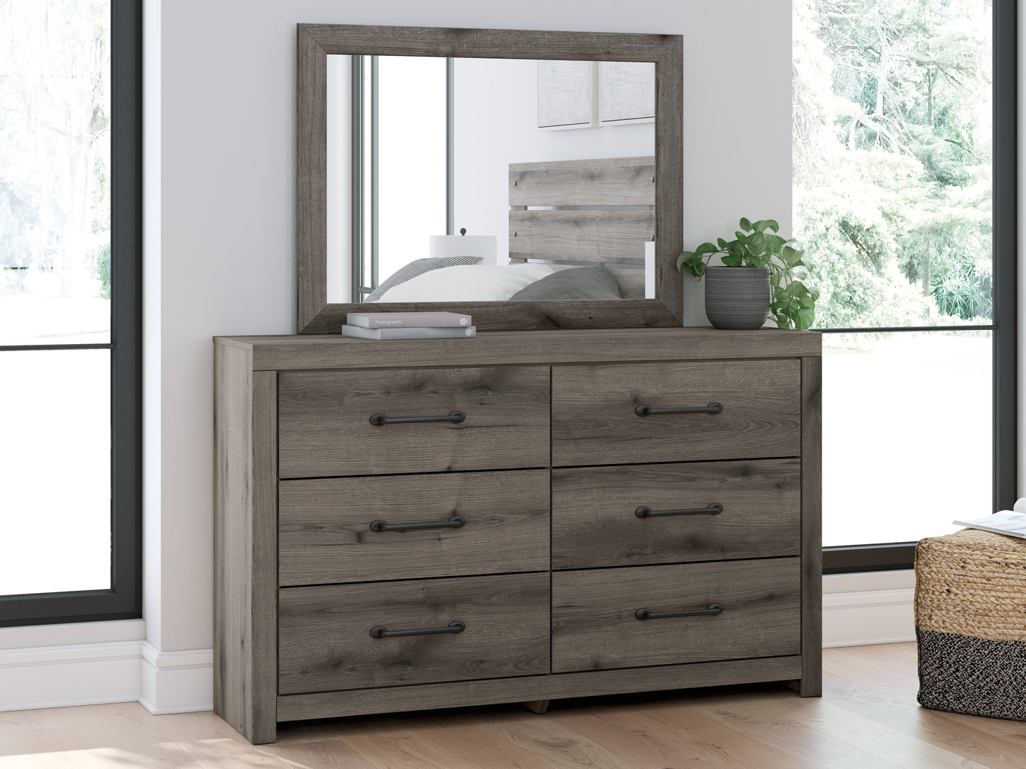 Myers Furniture Outlet - Ashley Furniture - Graystorm Bedroom - Dresser and Mirror / Brown Gray - PCB2405B1