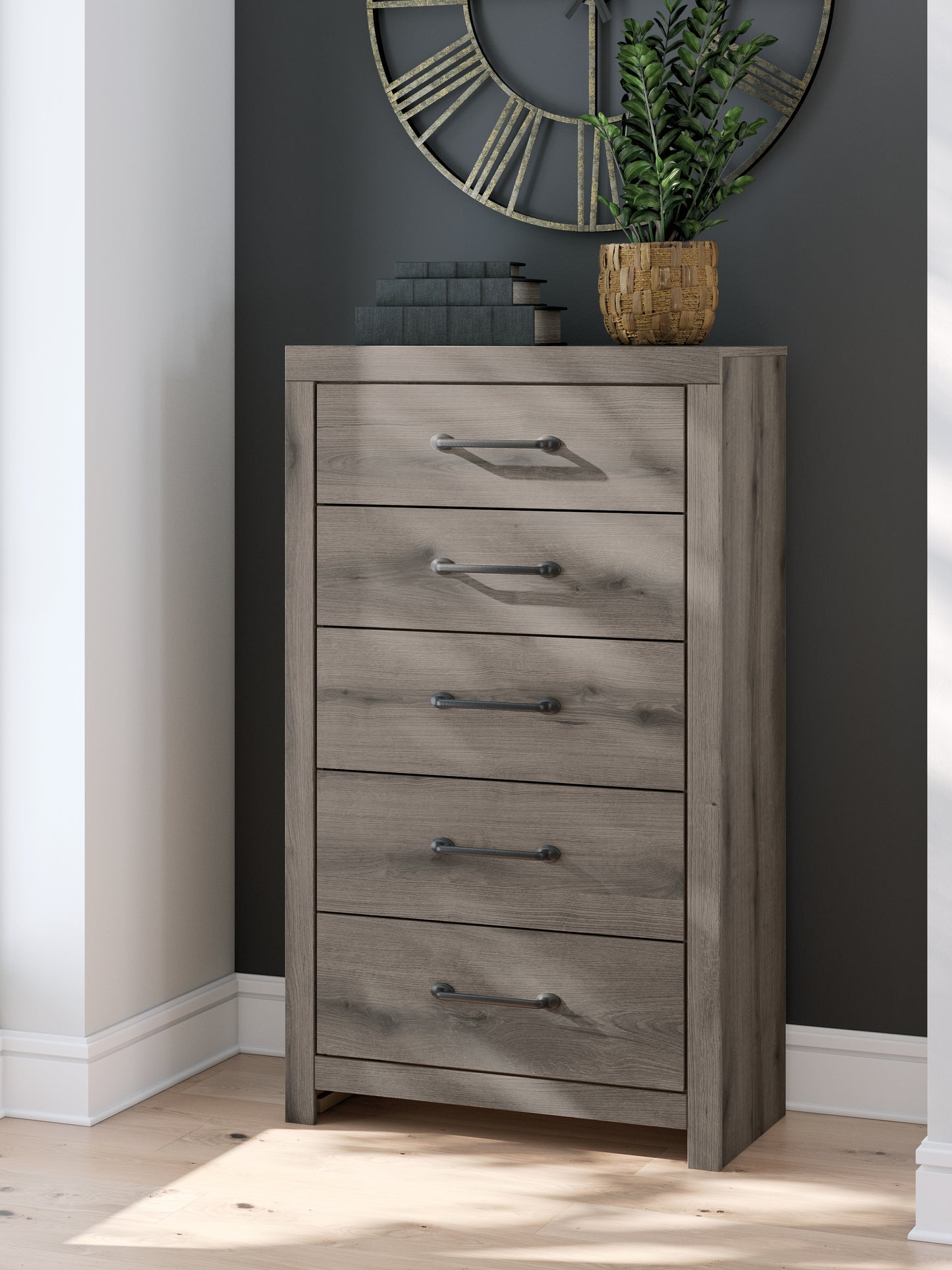 Myers Furniture Outlet - Ashley Furniture - Graystorm Bedroom - Five Drawer Chest / Brown Gray - PCB2405-46