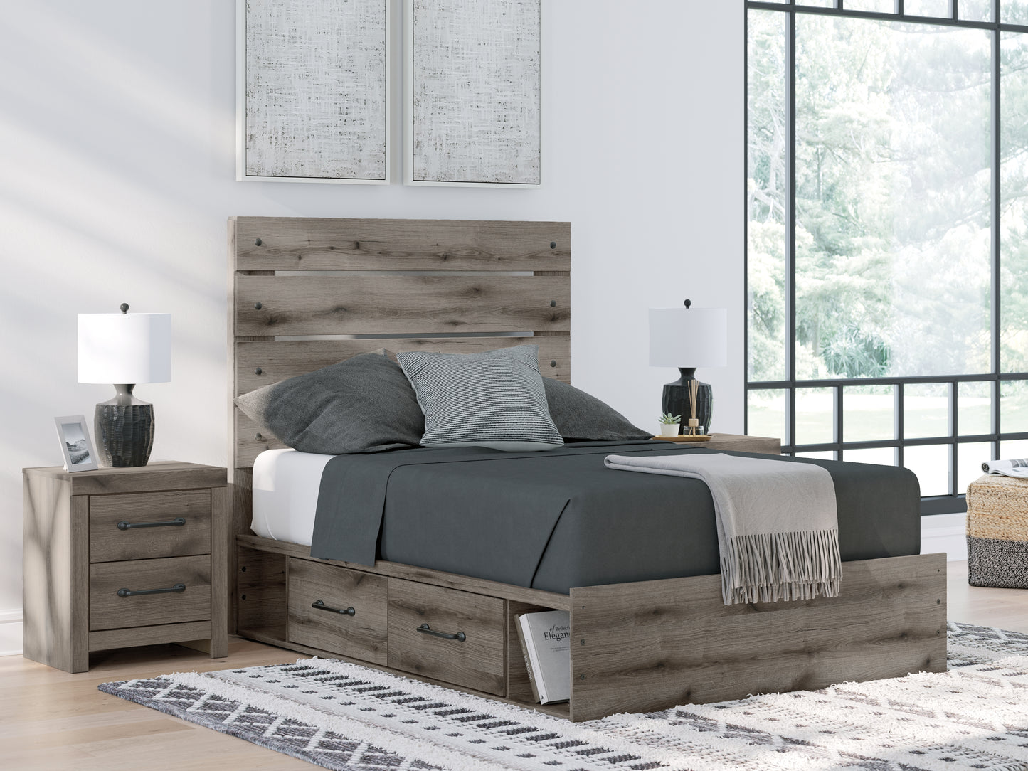Myers Furniture Outlet - Ashley Furniture - Graystorm Bedroom - Full Panel Storage Bed / Brown Gray - PCB2405B16