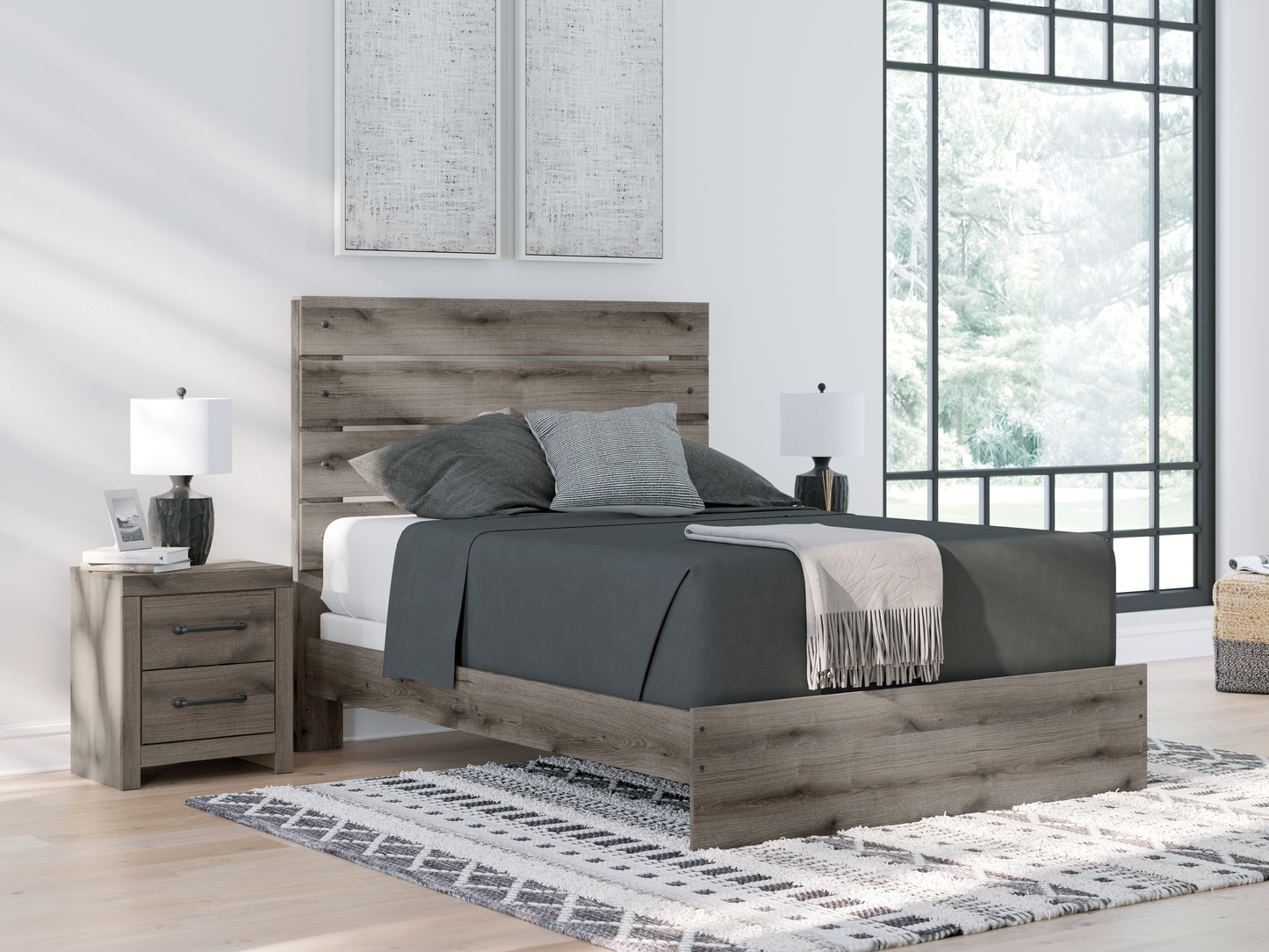Myers Furniture Outlet - Ashley Furniture - Graystorm Bedroom - Queen Panel Bed / Brown Gray - PCB2405B2